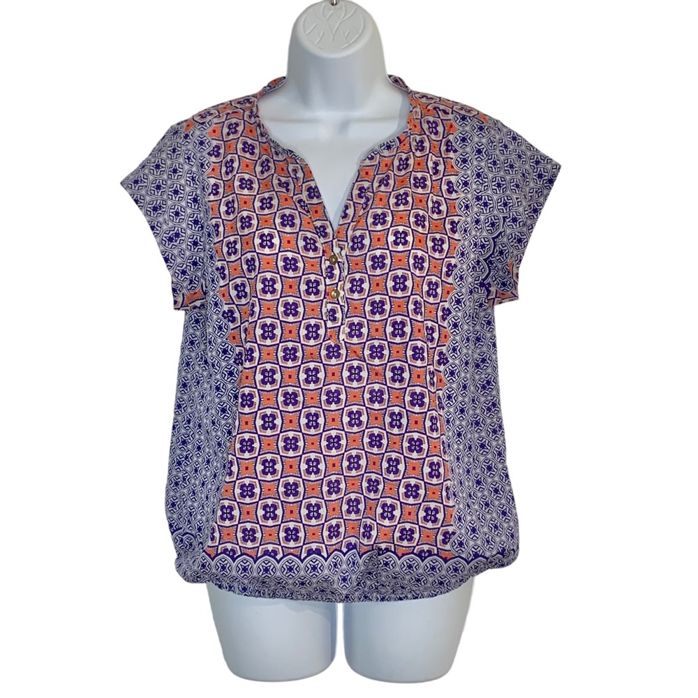 OUTBACK RED V Neck Short Sleeve Popover Top Sz M